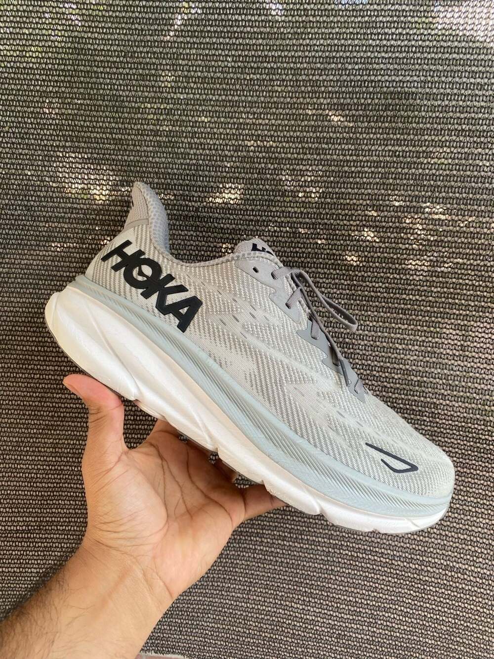 Hoka Clifton 9 Harbor Mist Black Running Shoes Men's Size 13